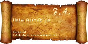 Heim Alfréda névjegykártya